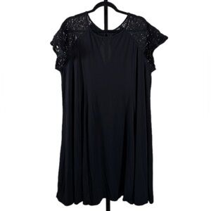 Torrid Plus Size Black Lace Sleeve Swing Dress 3X Feminine Flowy Classic